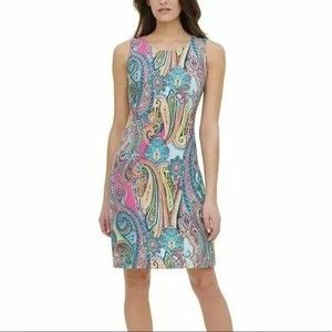 Tommy Hilfiger Jaipur Paisley Sleeveless Shift Scuba Dress Size 14